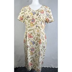 Maggy London Petites Silk Floral Sheath Dress 12P Knee Length Career Easter